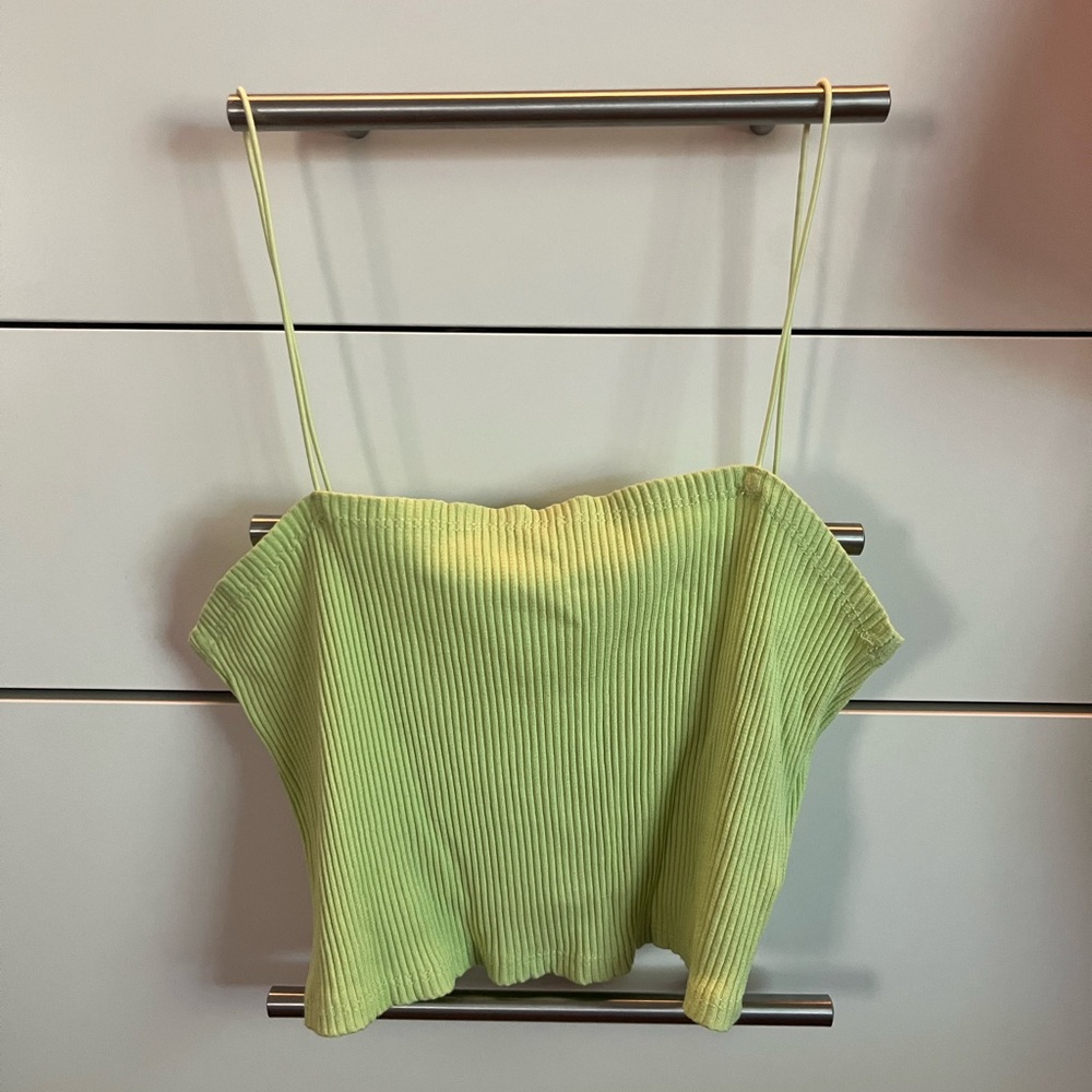 H&M Green Ribbed Crop Camisole Top